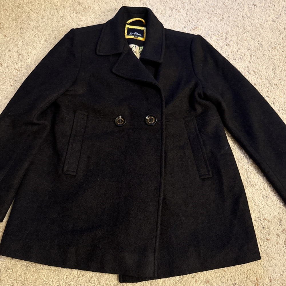 Sam Edelman Womens Wool Blend Overcoat Classic Black Size 14 Lined 2‎ Button